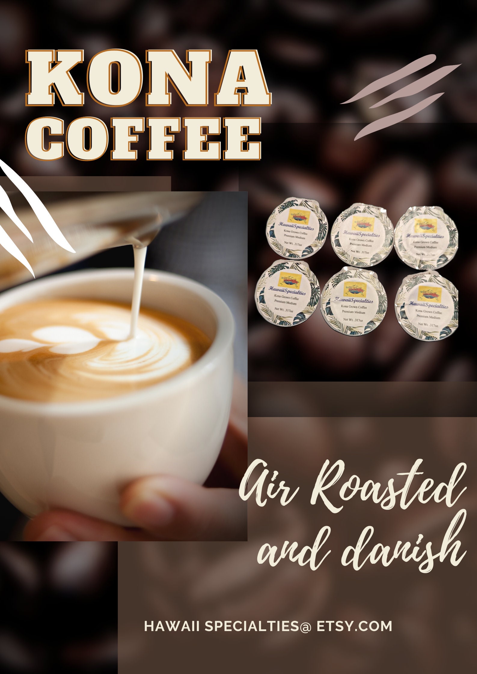 Hawaiian Kona Kcup Coffee 100 Air Roasted Etsy