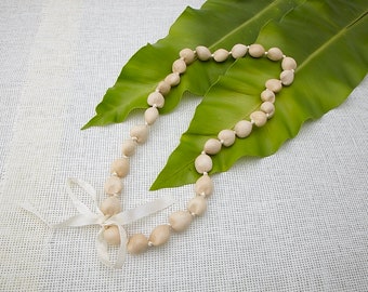 Formal White Kukui Nut Specialty Lei Wedding Royalty Lei
