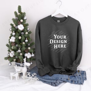 Gildan 18000 Charcoal Winter Mockup for Christmas Charcoal - Etsy