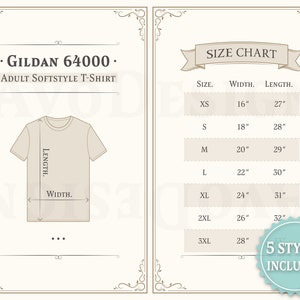 Gildan 64000 shirt XS to 3XL Imperial Size Chart, Adult Softstyle T-shirt Size Guide, Unisex Basic Short Sleeve tee, Size Chart in US