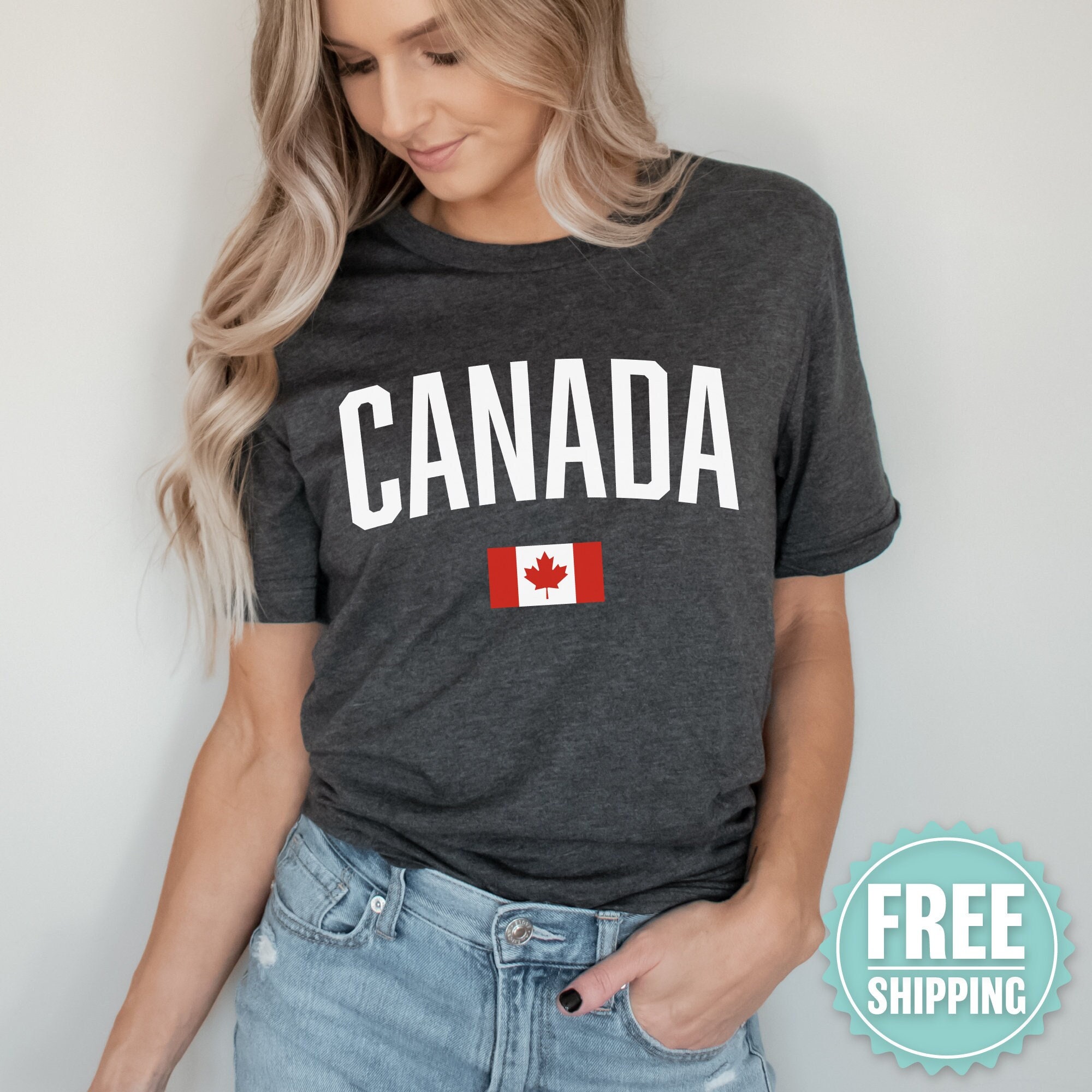 AHVIUGD Vintage Retro Canadian Maple Leaf Shirt Canada Flag T-Shirt 