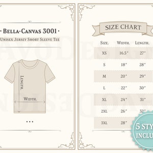 Bella Canvas 3001 T-shirt XS to 3XL Imperial Size Chart, Unisex Jersey Short Sleeve Tee Size Guide, Bella+Canvas 3001 Unisex Jersey tshirt