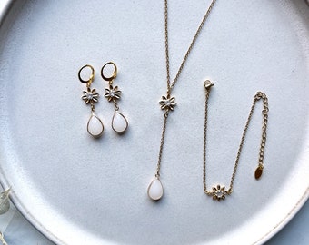 Bruidssieraden set in goud / oorbellen, ketting plus armband / voor een bruiloft / cadeauset voor Kerstmis, verjaardag / elegante sieraden