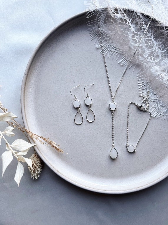 Set Di Gioielli In Argento 925: 3 Paia Di Orecchini Pendenti, Collana E Bracciale - Eleganza Senza Tempo Per Donna