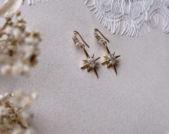 Hanging earrings with star pendant / bridal jewelry / boho wedding / filigree jewelry / birthday gift
