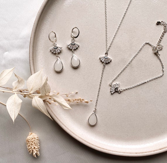 Elegant Silver Jewelry Set with Clear Stones Beautiful Sparkling Silver Tone and Clear Stone Necklace and  main image 3
