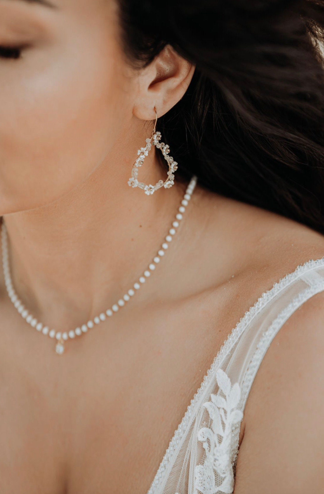 Orecchini Pendenti A Goccia Con Perle E Strass | Gioielli Da Sposa E Damigella | Eleganza Donna