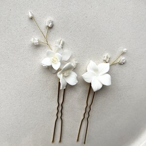 Gold-colored bridal hairpins with ceramic flowers and pearls bridal accessories, for the wedding, for the bridal hairstyle, hair accessories image 10