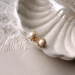 Orecchini da sposa fatti a mano in oro con perla / gioielli da sposa / gioielli da matrimonio / regalo di compleanno, regalo di San Valentino