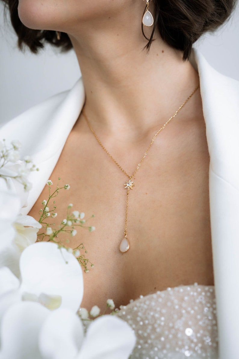 Bruidssieraden set in goud / oorbellen, ketting plus armband / voor een bruiloft / cadeauset voor Kerstmis, verjaardag / elegante sieraden afbeelding 5