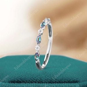 Alexandrite trouwring vrouwen vintage moissaniet halve eeuwigheid witgoud marquise geslepen trouwring match stapelen diamant cadeau voor haar