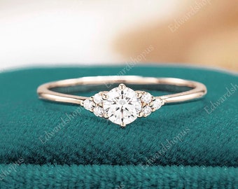 Moissanite engagement ring vintage women Cluster rose gold engagement ring diamond wedding ring Bridal anniversary unique art deco ring