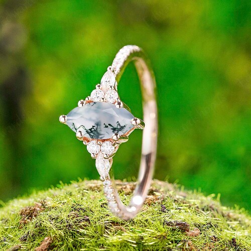 Vintage Moonstone Engagement Ring Oval Cut Engagement Ring Etsy