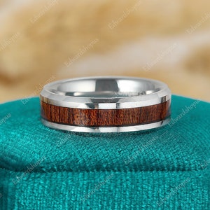 6mm Tungsten Ring, Men&#39;s Wedding Band, Whiskey Barrel Ring, Wood Ring, Wooden Wedding Band, Tungsten Carbide Ring, Unique Promise His Ring