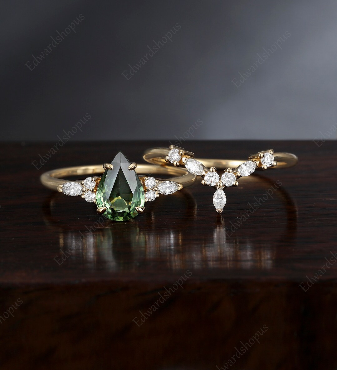 グリーンサファイア 1.2ct ダイヤモンド 0.4ct ホワイトゴールド