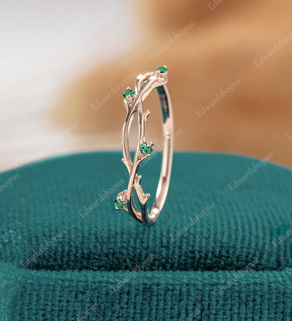 Vintage leaf wedding on sale band