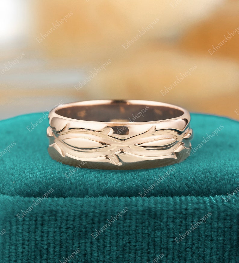 Traumhafter Trauring Vintage Herrenring Trauring Roségold Trauring Silber Herrenring 14k Goldring Jahrestag Geschenk Bild 4