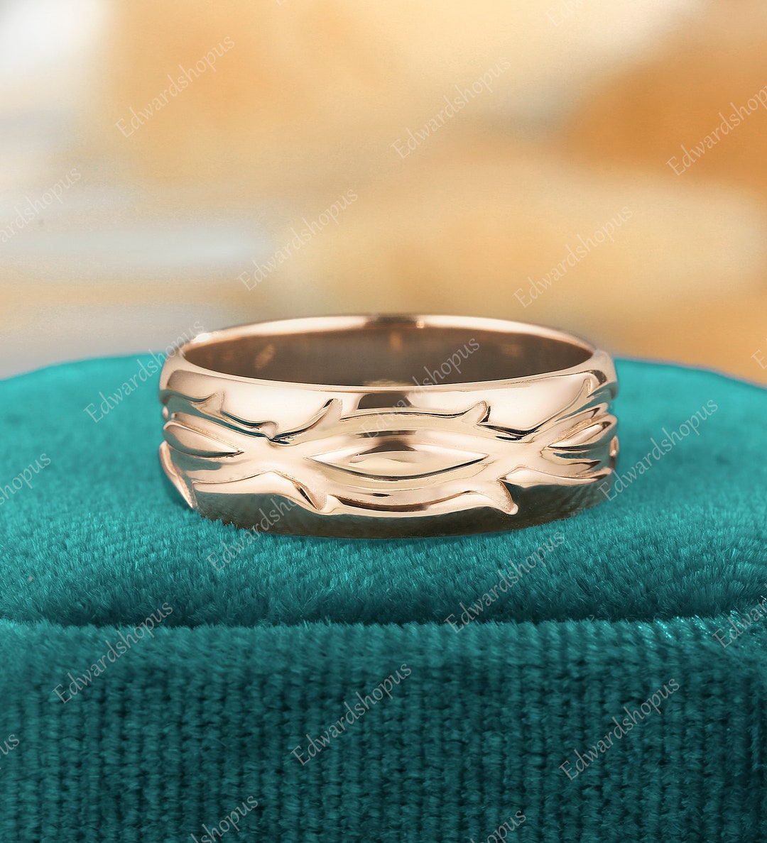 Comfort Band Men Wedding Band Vintage Wedding Band Rose Gold Etsy