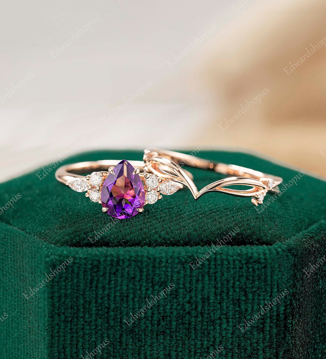 2024 Three Stone 8*6mm Emerald Cut Amethyst & Round Sim. Diamond 925 Sterling Silver/White Gold/Yellow Gold/Rose Gold Engagement Promise Ring