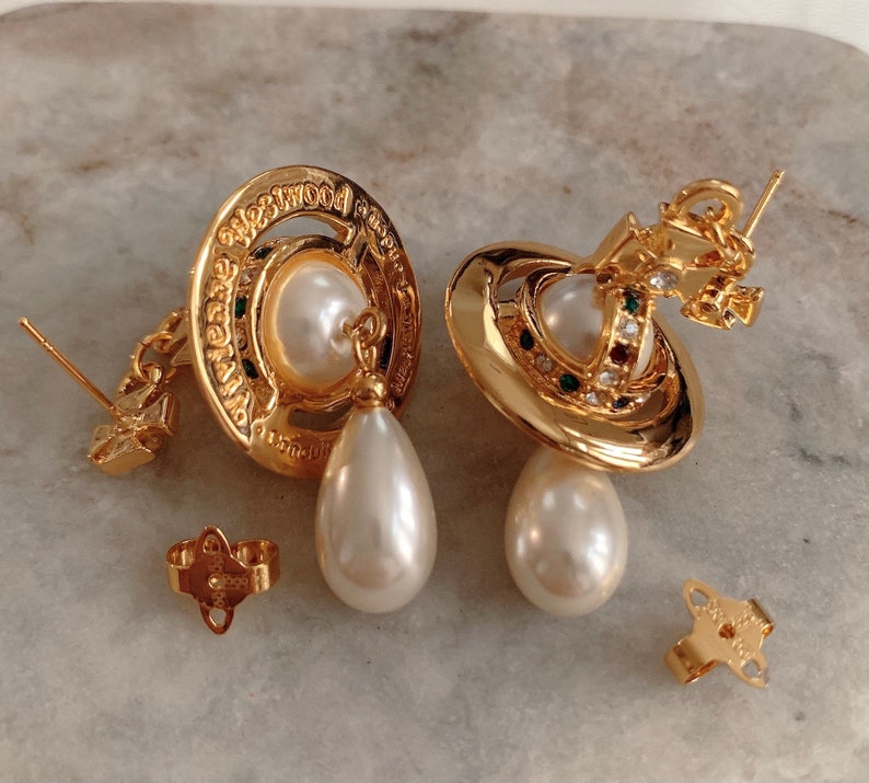 18K Gold Pearl Orb Earrings image 4