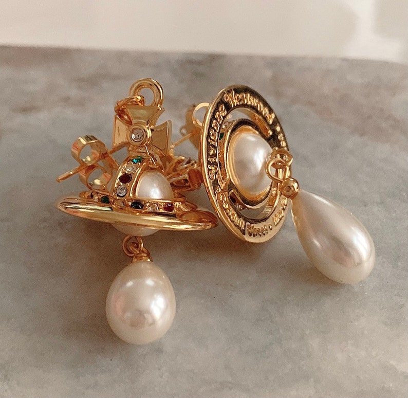 18K Gold Pearl Orb Earrings image 5