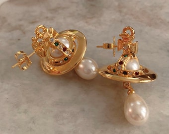 18K Gold Pearl Orb Earrings