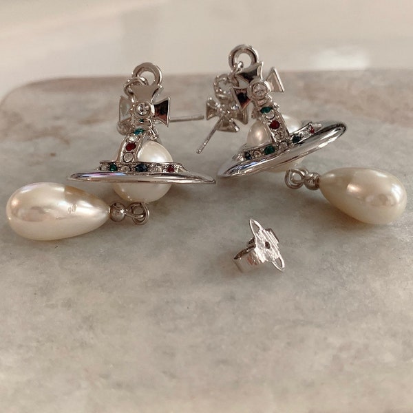 18K White Gold Pearl Orb Earrings