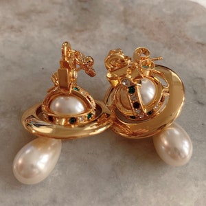 18K Gold Pearl Orb Earrings image 3