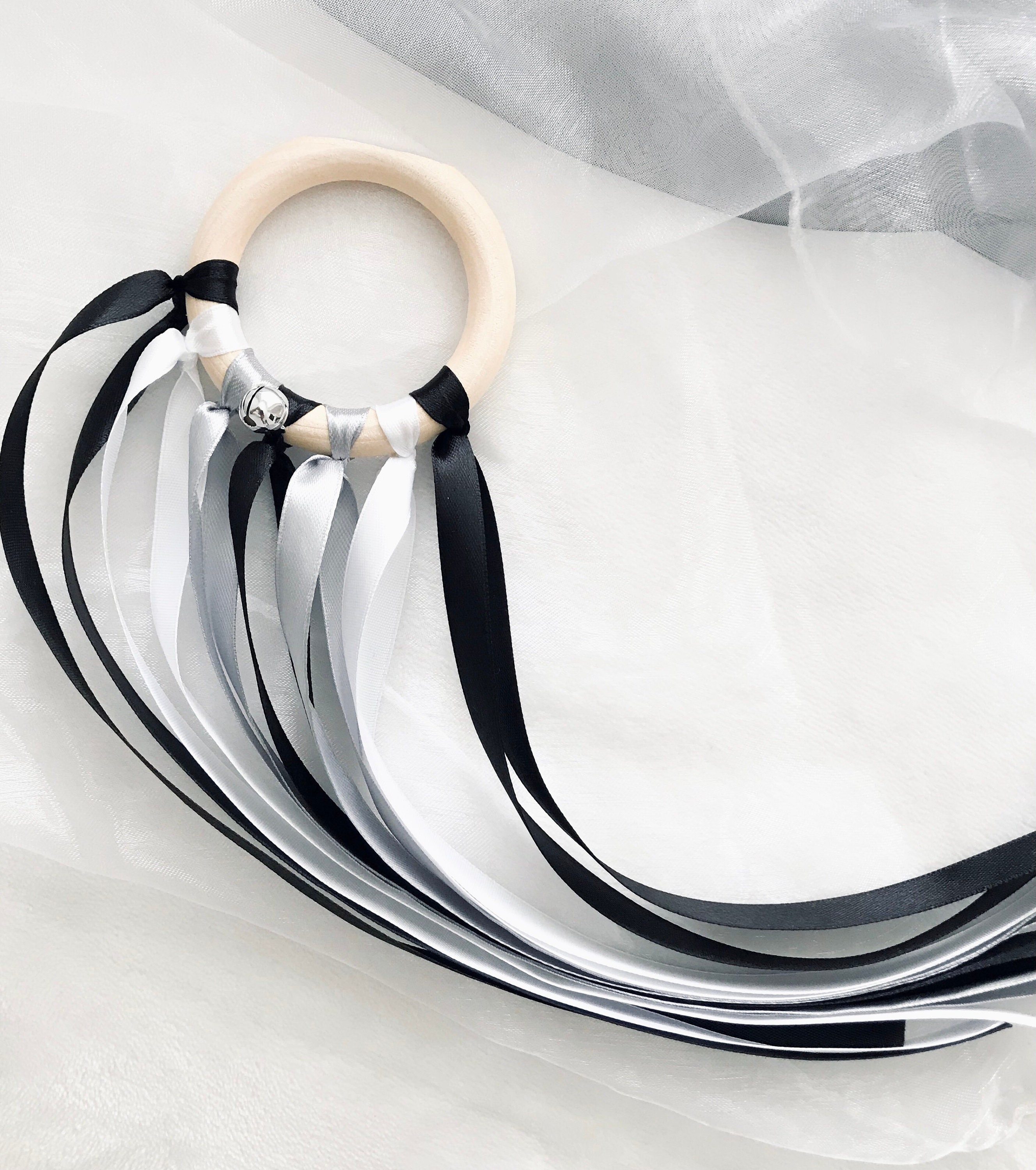 Monochrome baby sensory ribbon ring Newborn sensory play Etsy