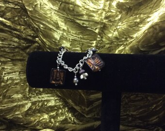 Silver chain charm bracelet