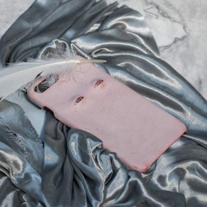 Handmade iPhone Case-Techypop Handmade-The Pink Two Eyes Leather Designer iPhone Case For All iPhone Models- Techypop