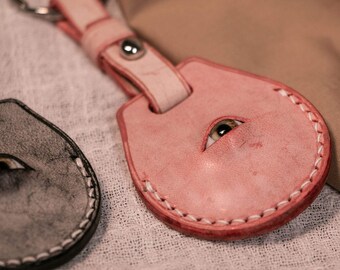 Handmade AirTag Case - 100% Handmade Genuine Leather One Eye Designer Luxury AirTag Case- Techypop