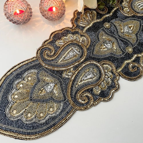 Handmade Bead Table Runner Beaded Runner 13x36inch Etsy