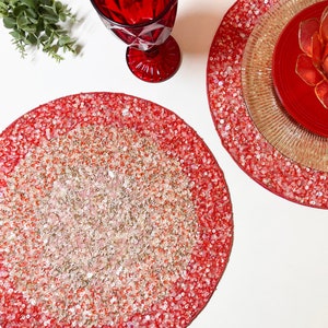 Luxury sequin and beaded handmade placemat, decorative centrepiece, charger plate, 14.5inch