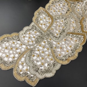 Handmade Bead Table Runner, Beaded Runner, Butterfly, Silver and Gold ...