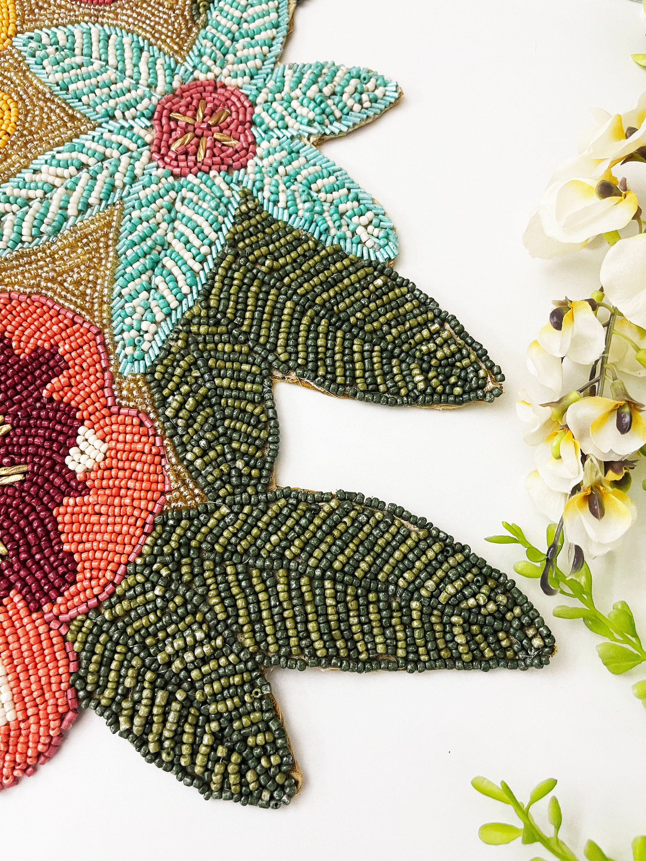 Handmade table runner beaded runner floral spring runner2 Etsy