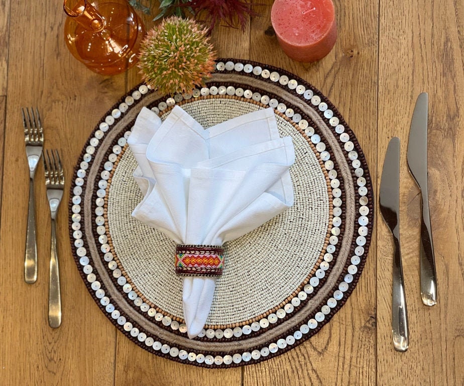 Handmade Beaded Placemat Beaded Tablemat 14 Inch Bead Etsy