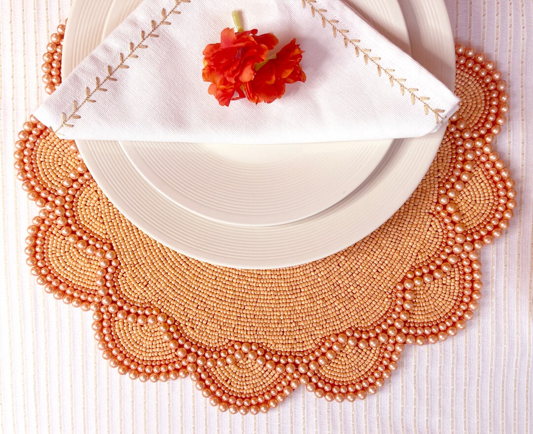 Handmade Beaded Placemat Living Room Table Decoration Beaded Etsy