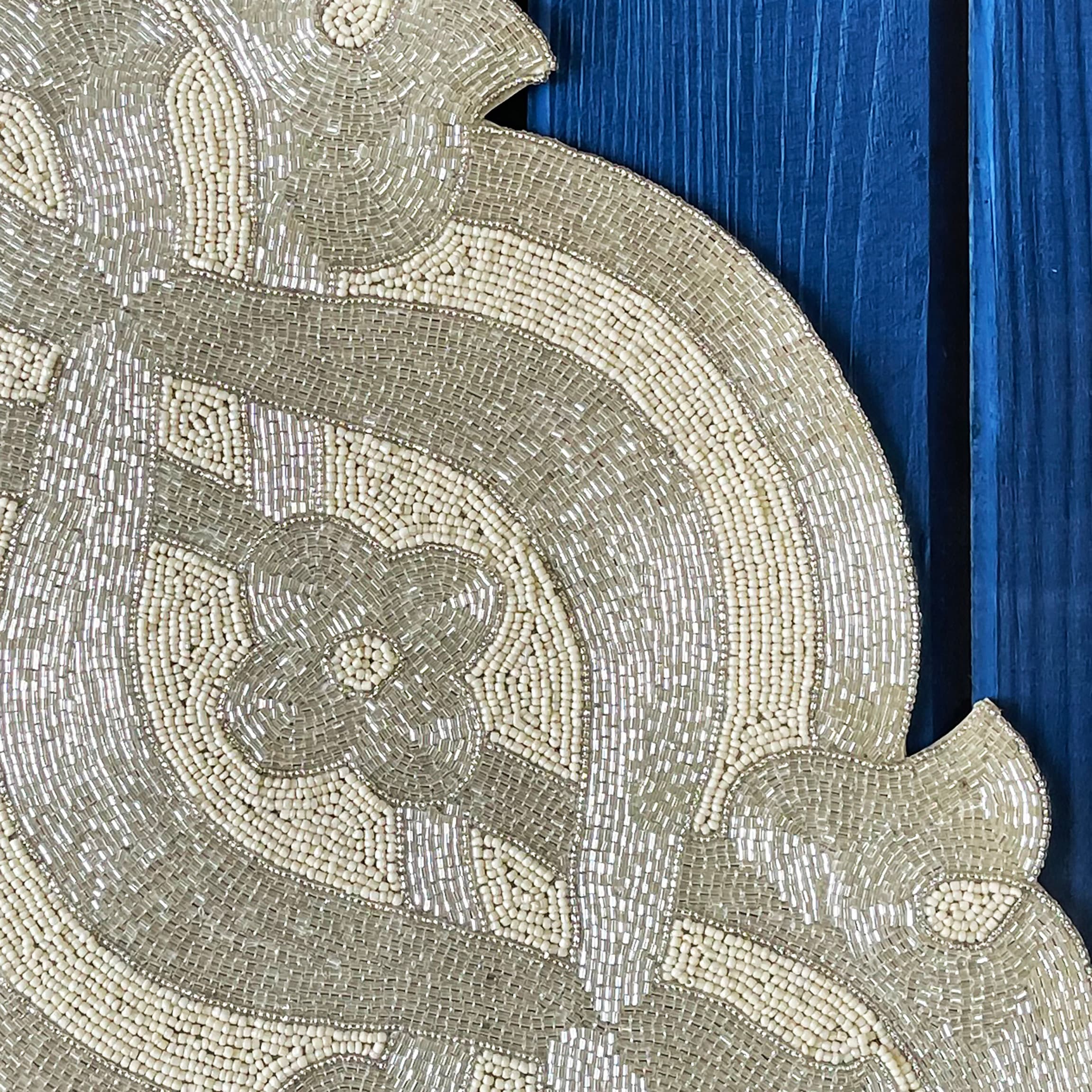 Handmade Table Runner Beaded Table Runner Silver White Etsy UK