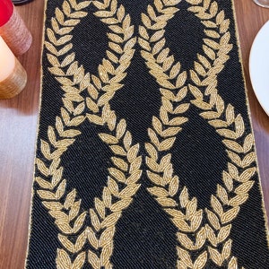 Handmade Table Runner, Gold on Black, Hand Beaded Runner, 13x36inch - Etsy