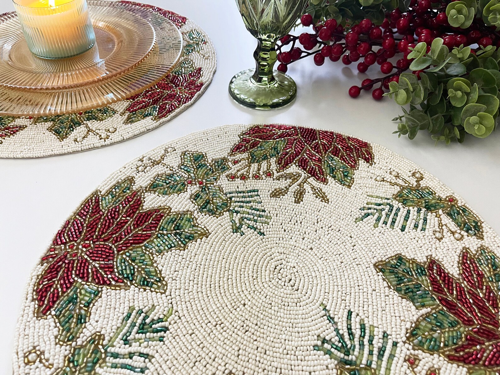Christmas Special Beaded Placemat Gift for Her Christmas Etsy