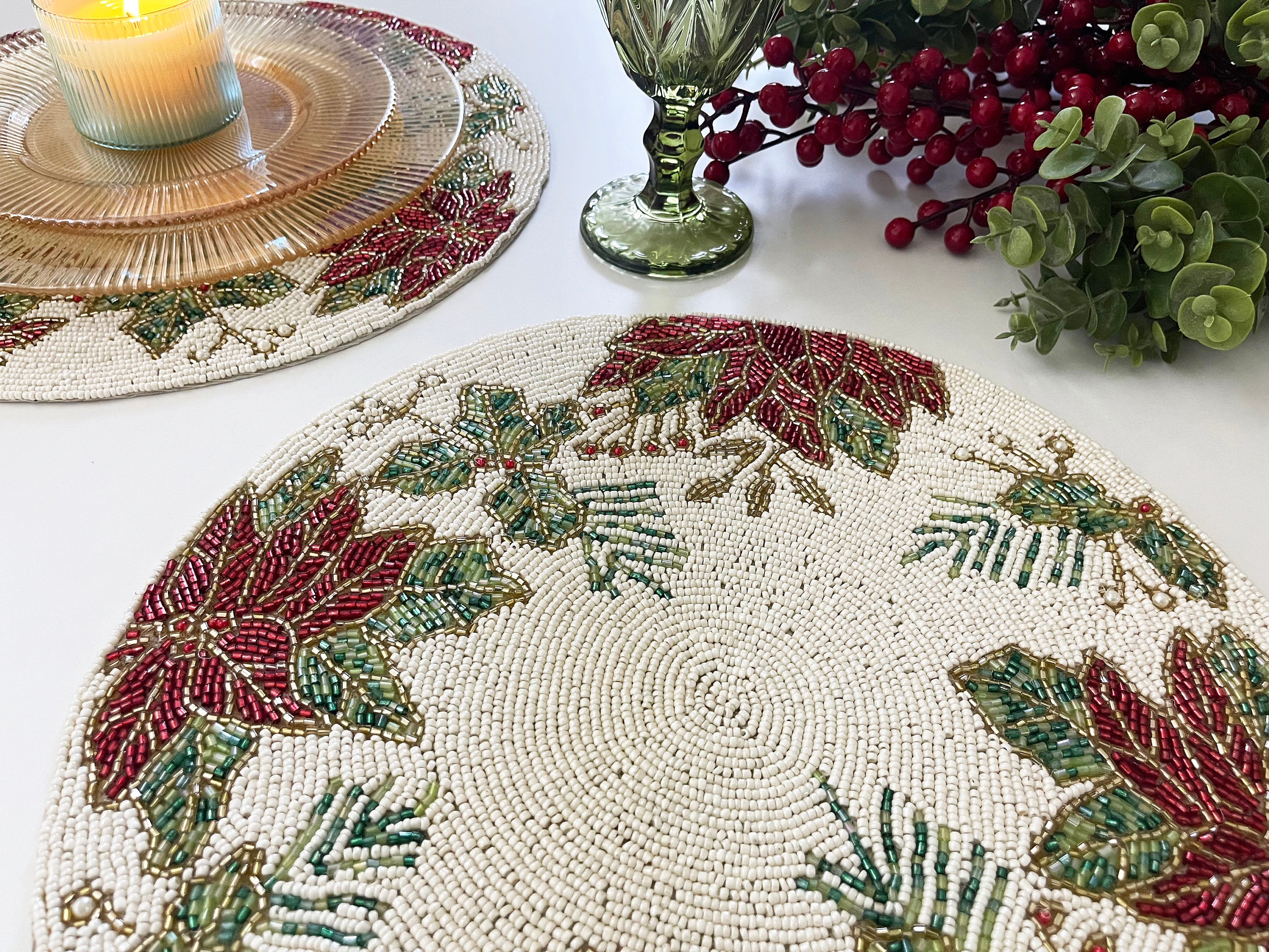 Christmas Special Beaded Placemat Gift for Her Christmas Etsy UK