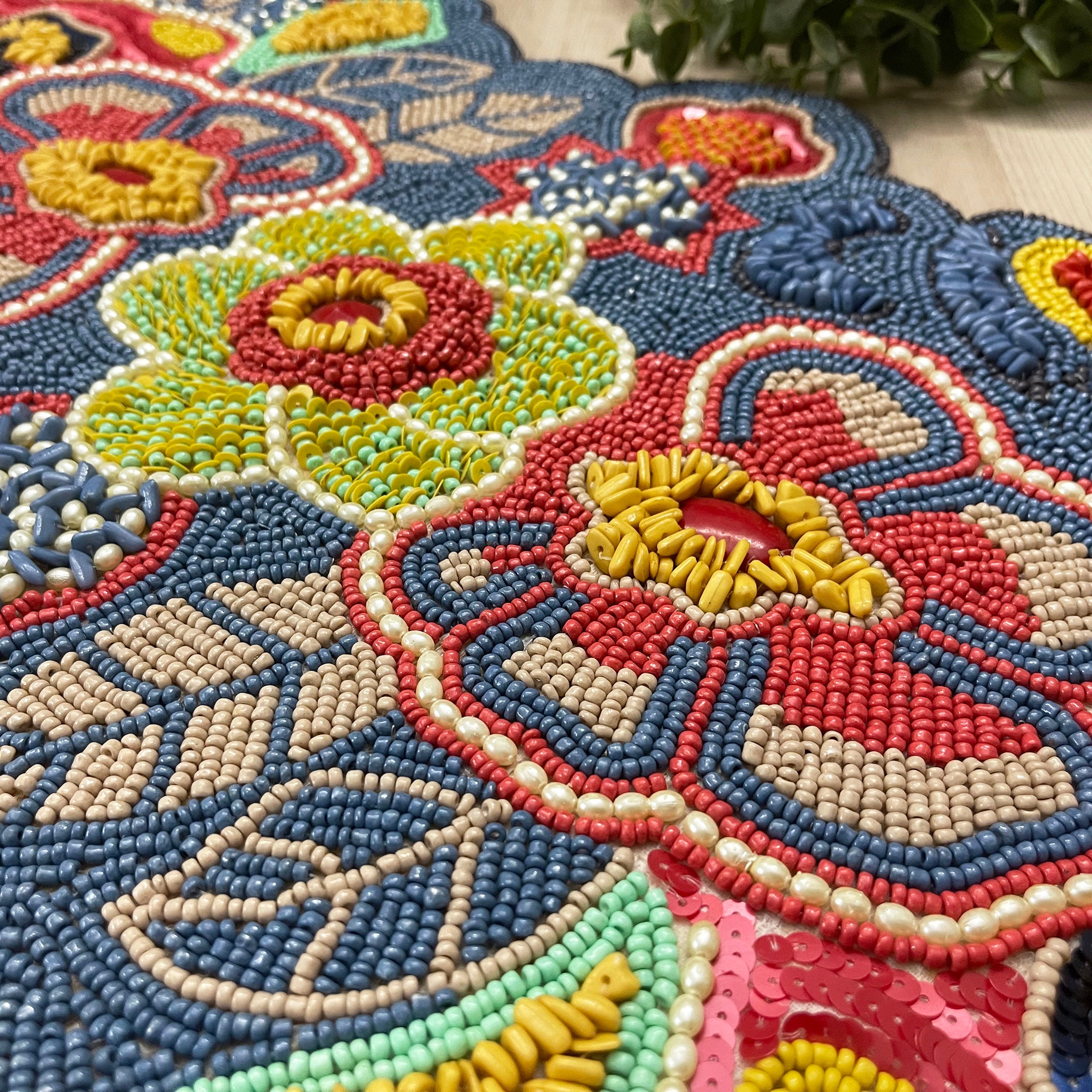 Handmade Bead Table Runner, Floral Beaded Runner, 13x36inch - Etsy