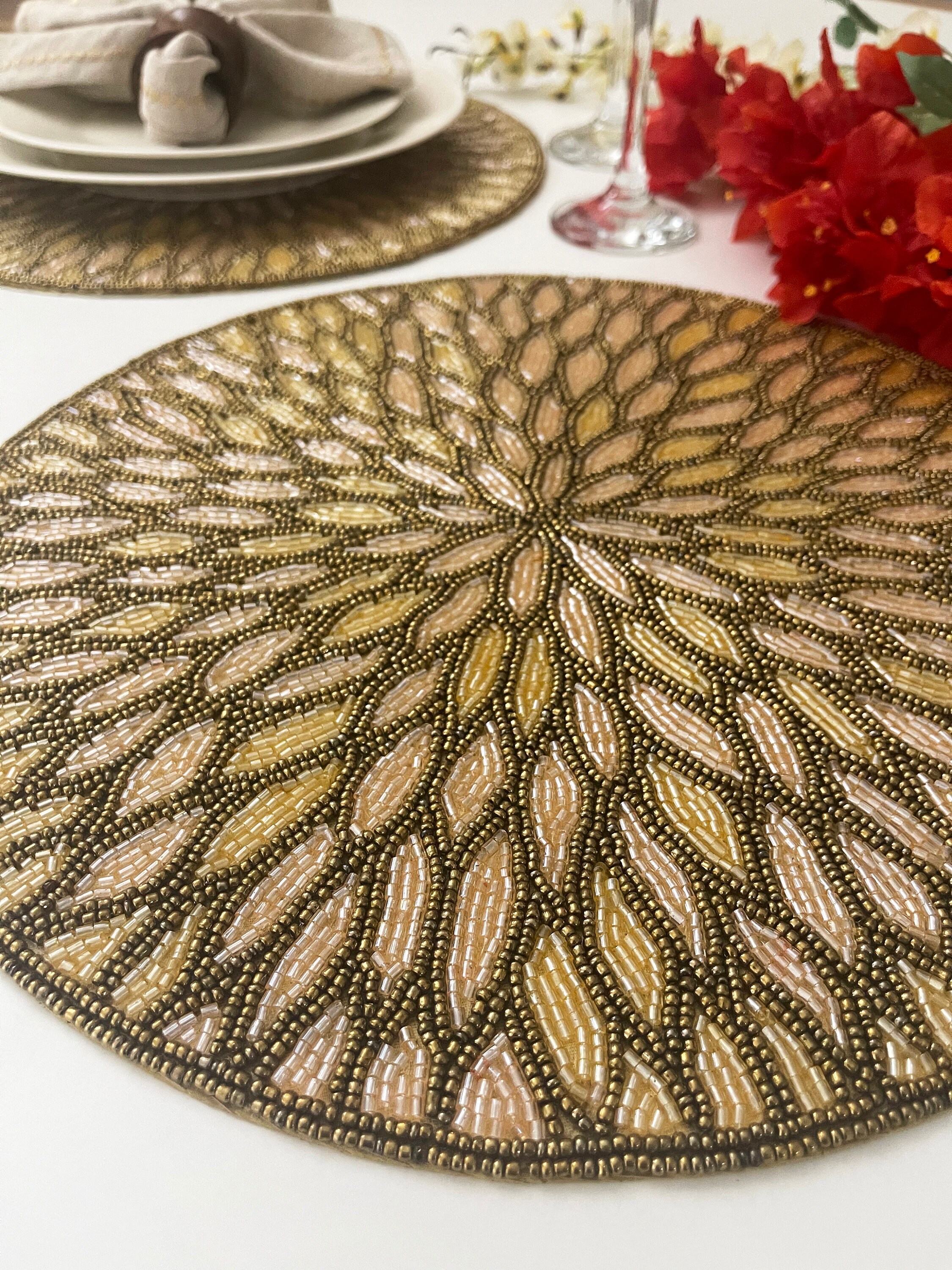 Beaded handmade placemat tablemats charger placemats Etsy
