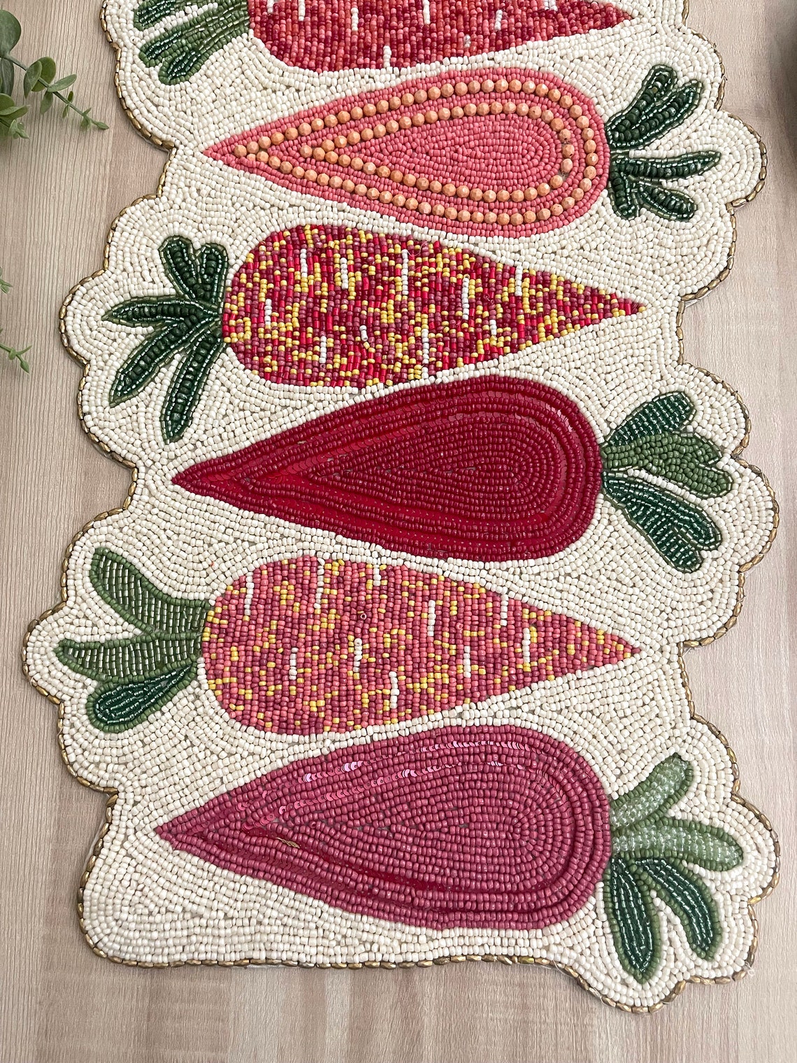 Handmade bead table runner and placemat carrot design beaded Etsy