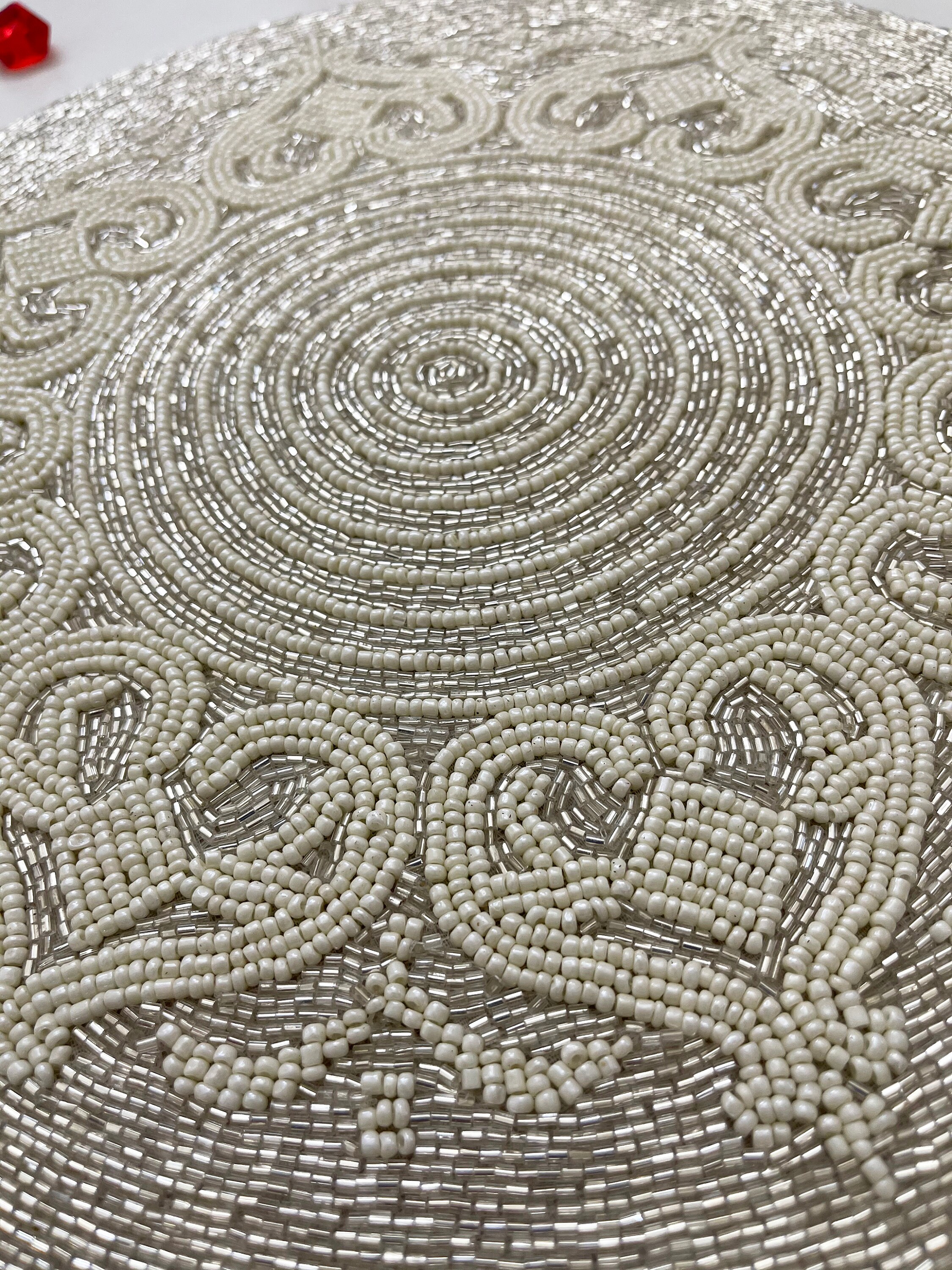 Luxury Beaded Placemat, Tablemat, 14 Inch, White Gold Charger, Spring ...