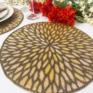 Beaded handmade placemat, tablemats, charger placemats