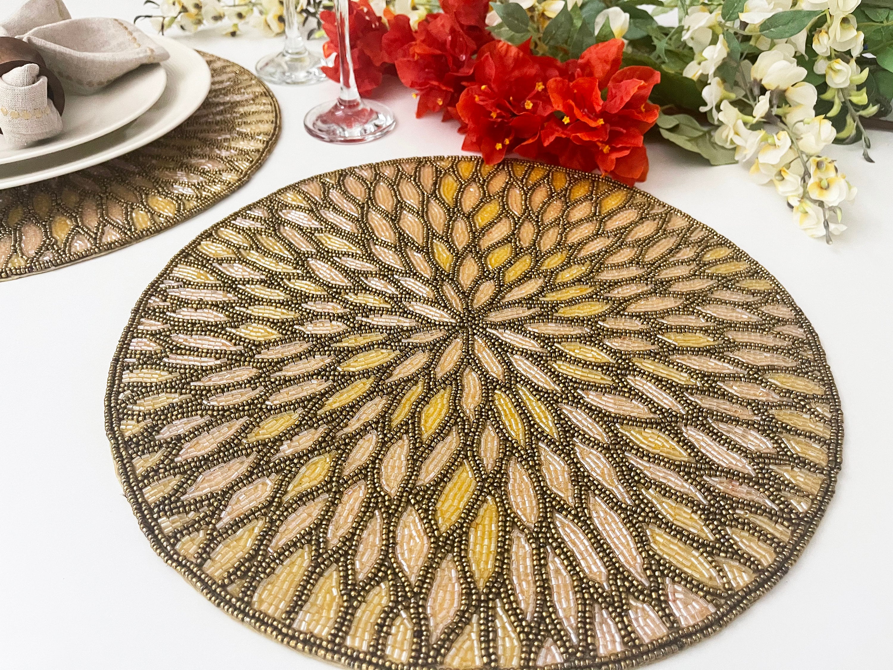 Beaded handmade placemat tablemats charger placemats Etsy