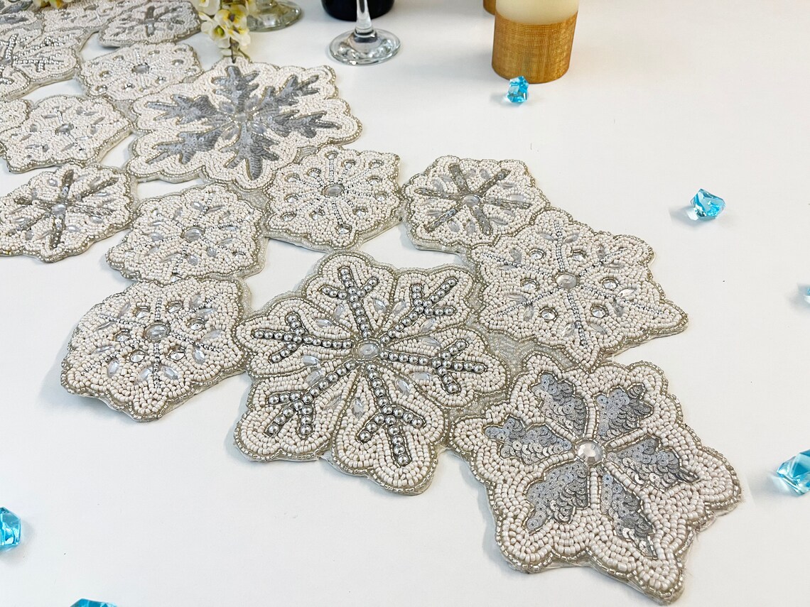 Handmade bead table runner christmas beaded runner Etsy