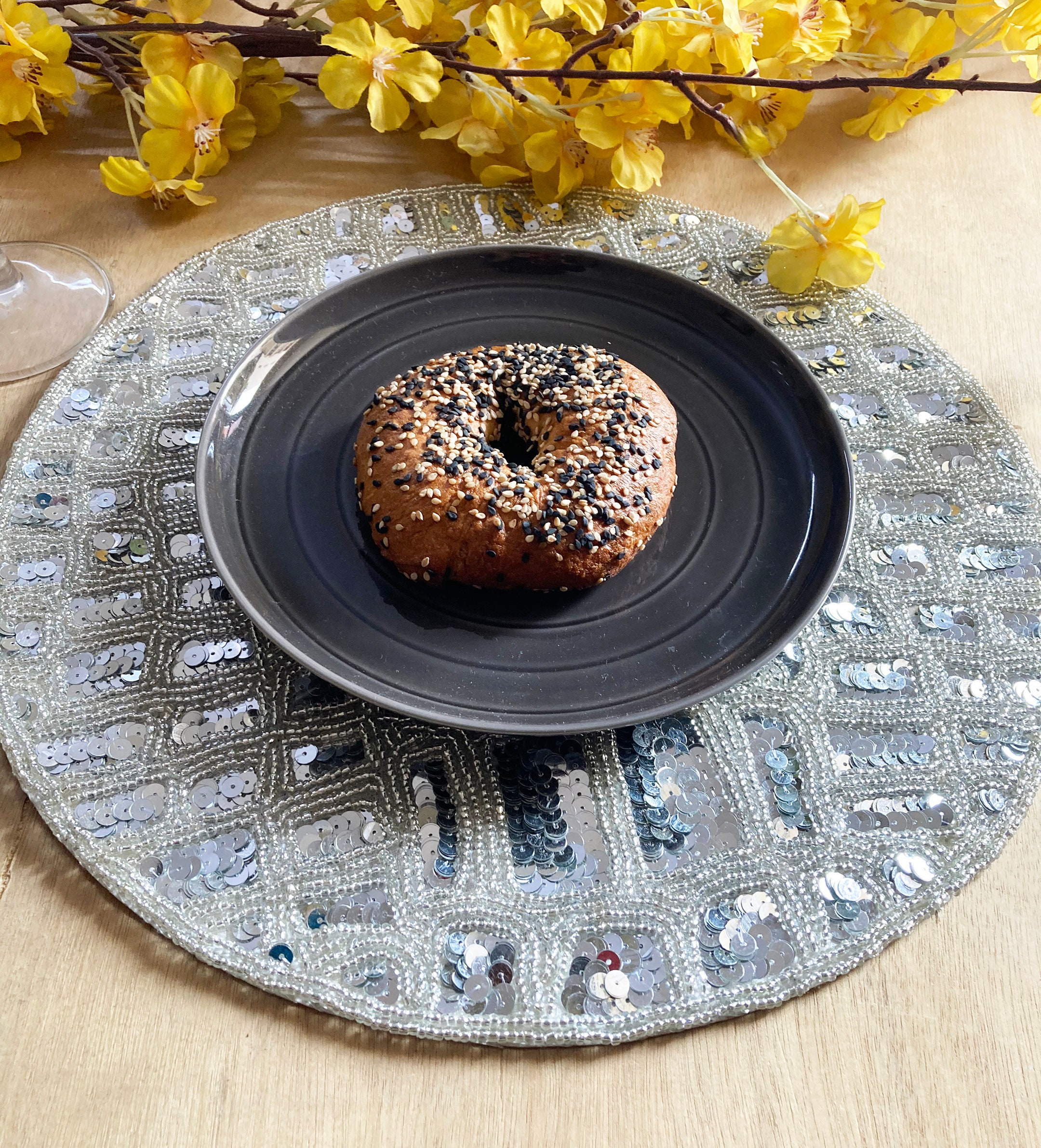 Handmade beaded sequin placemat table mats 14 inch dining Etsy